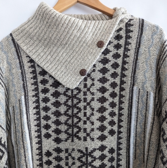 Yaira Cowl Neck Poncho Sweater One size Fits Tan Brown Gray Boho - Picture 3 of 9